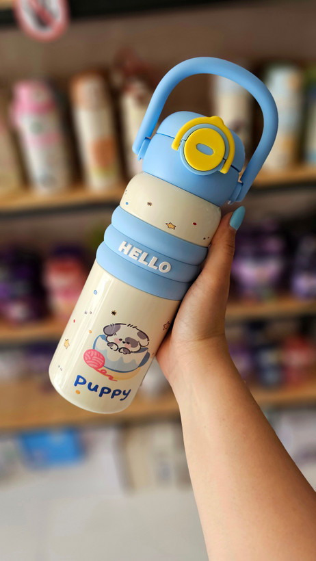 قمقمه استیل دوحالته ۶۰۰ میل فانتزی طرح HELLO